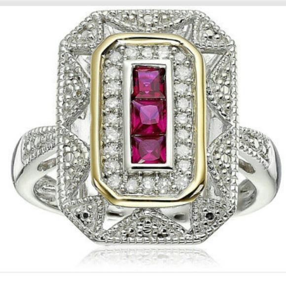 Jewelry - New Art deco simulated ruby ring 925 stamped